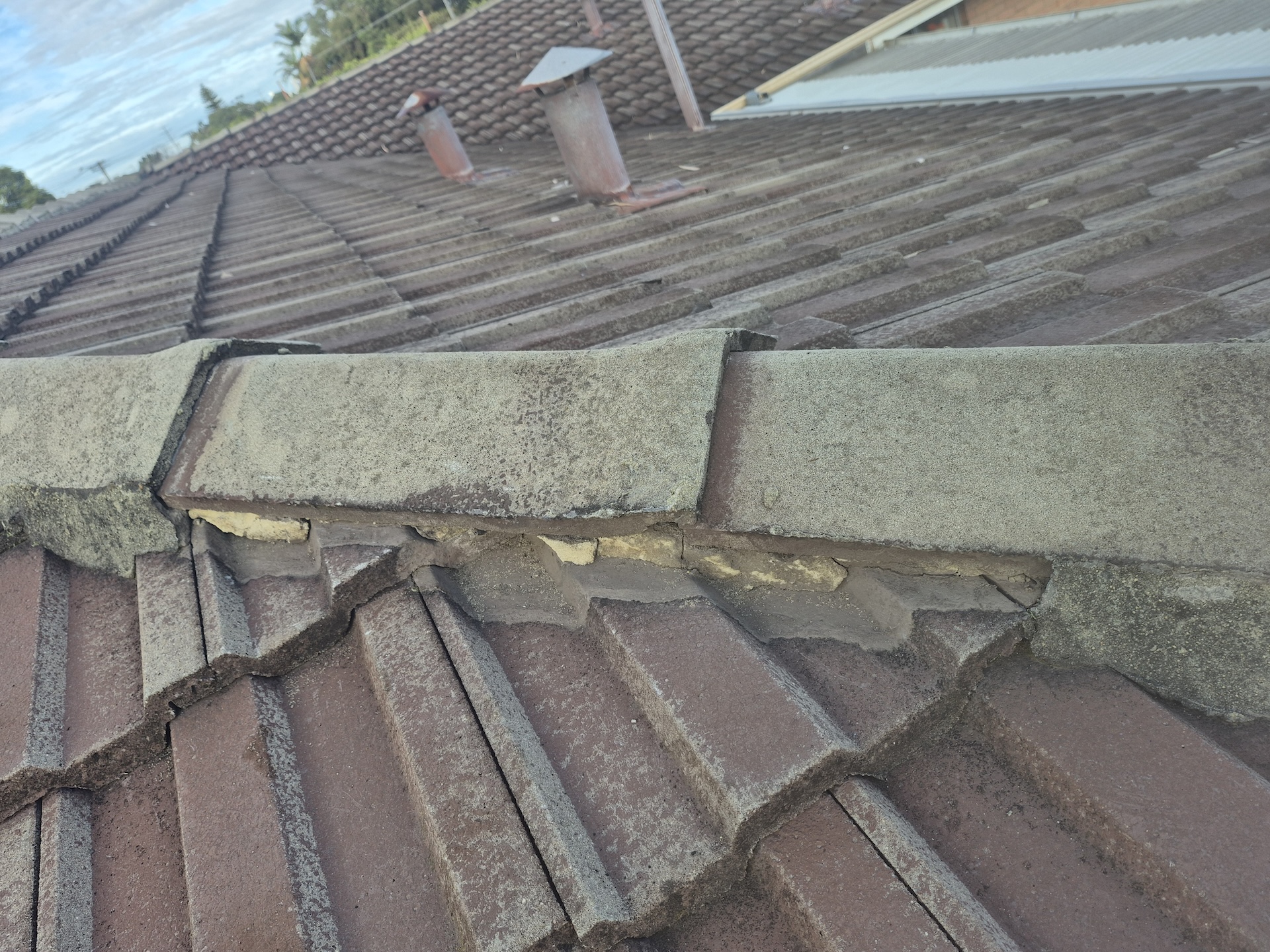 Roof tiles before maintenance in Dianella